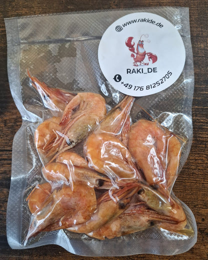 Heißgeräucherte Garnelen.